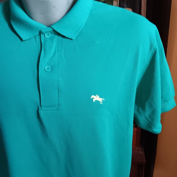 Vintage 90's Men's Polo Shirt Steeplechase Teal Embroidered Horse Logo NEW NWT - Picture 1 of 7